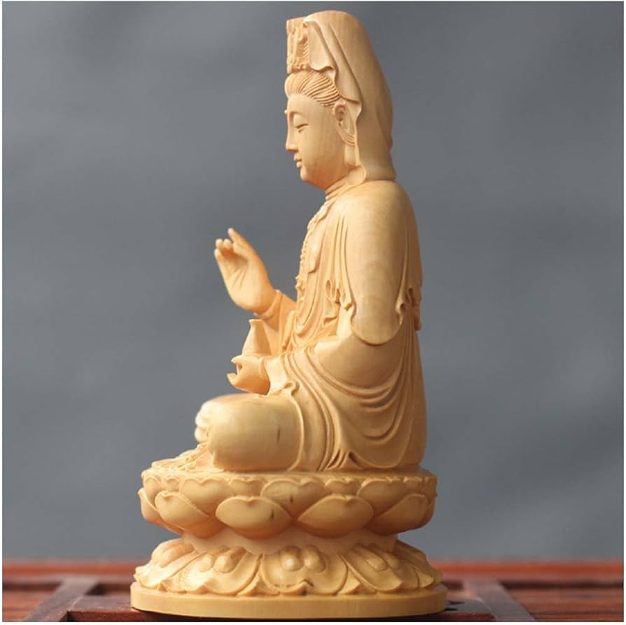Amazon｜木彫仏像 観音菩薩 木製彫刻 祈る (サイズ：14cm)｜仏像